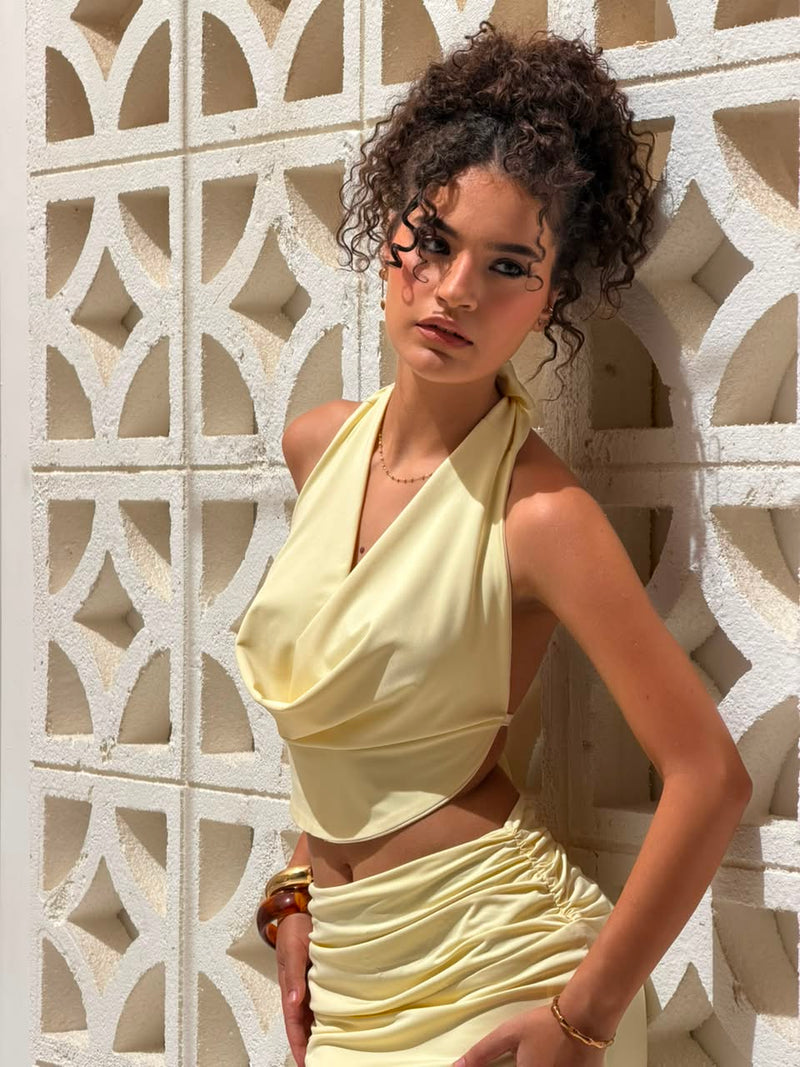 Halter top Set-Butter Yellow