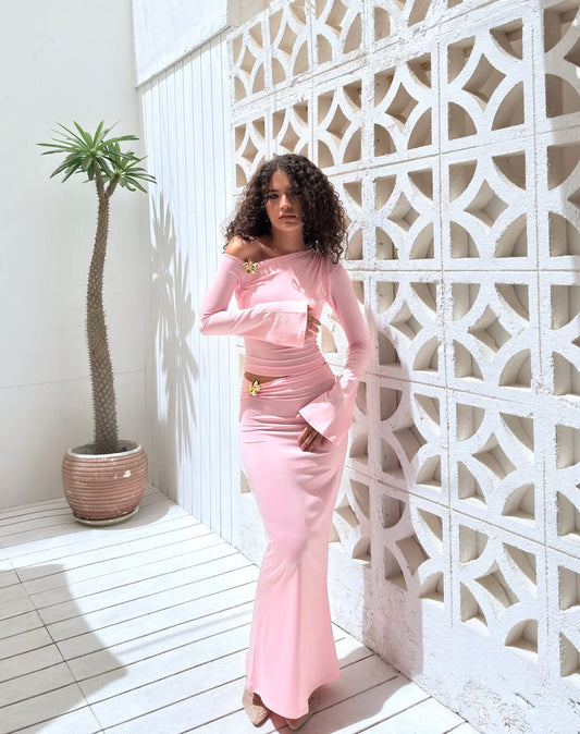 Off shoulder set-Pink