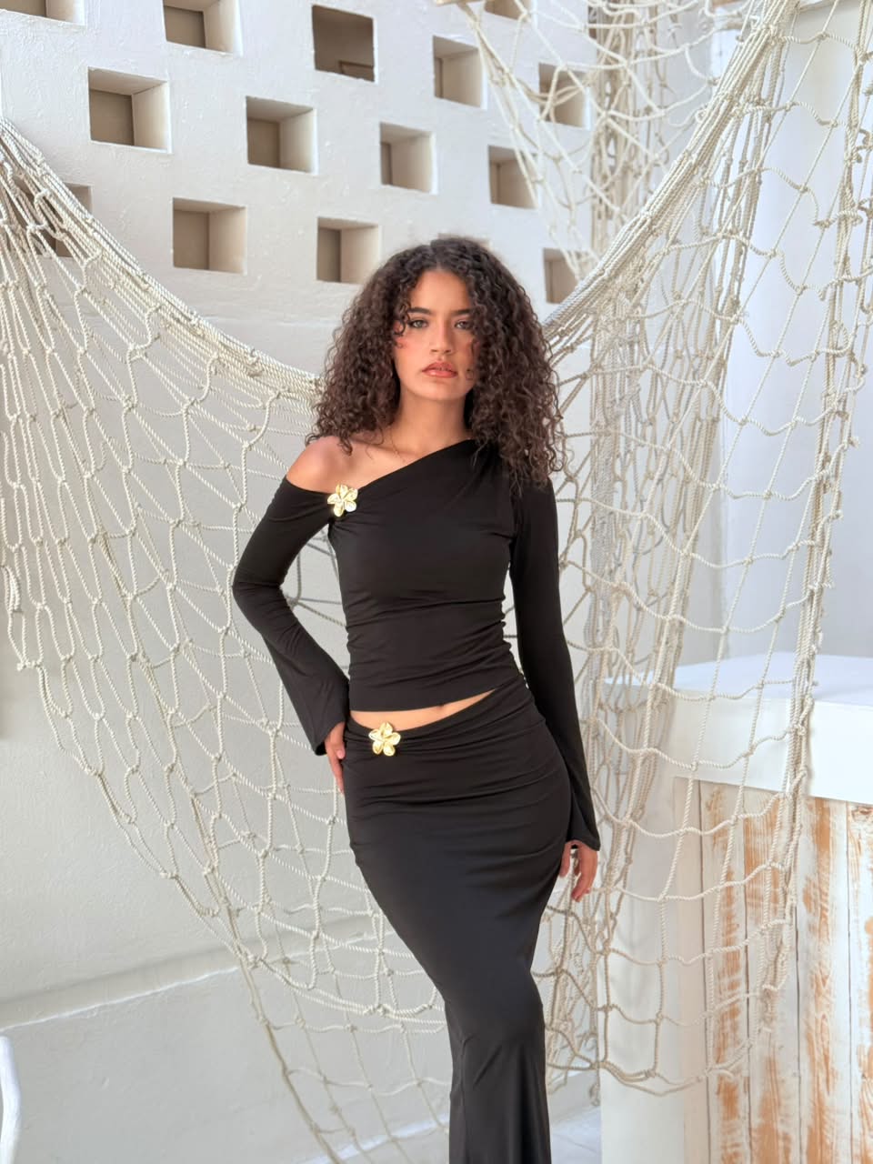 Off shoulder set-Black