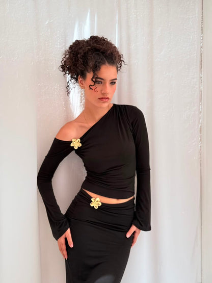 Off shoulder set-Black