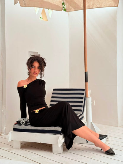 Off shoulder set-Black