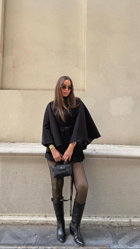 Belted Cape-Black