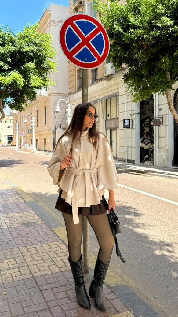 Belted Cape - Cream