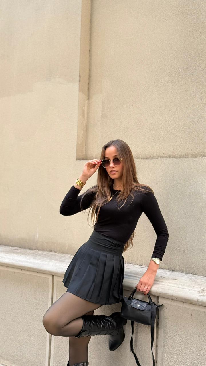 Pleated Skirt-BLACK