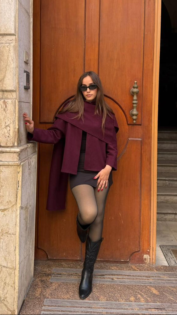 Scarf Cape-Deep Plum